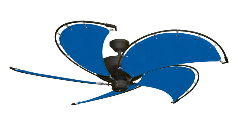52 inch Raindance Nautical Ceiling Fan Oil Rubbed Bronze - Sunbrella Pacific Blue Canvas Blades