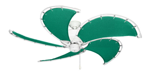 52 inch Raindance in Pure White Nautical Ceiling Fan -  Sunbrella Seagrass Green Canvas Blades