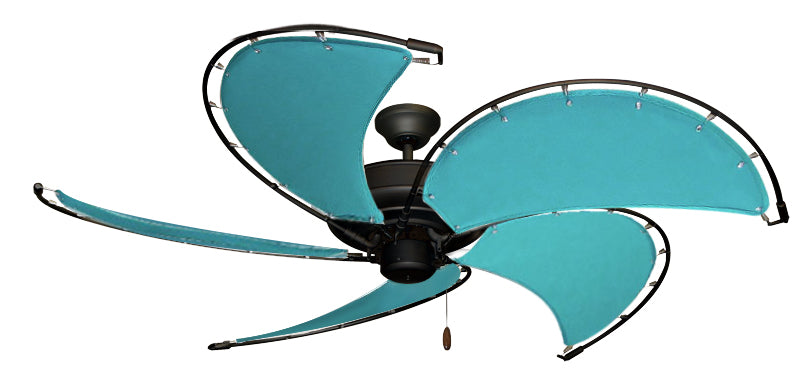 52 inch Raindance Nautical Ceiling Fan Oil Rubbed Bronze - Sunbrella Aruba Custom Canvas Blades