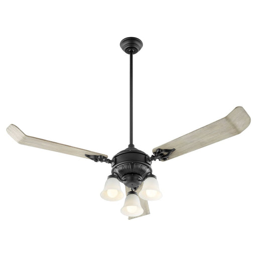 Brewster 60 inch Three-Blade Ceiling Fan by Quorum Noir Black with Light