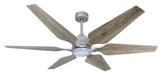 60 inch Optum - Brushed Nickel, distressed grey blades and led light