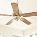 Chateaux 52 inch Transitional Ceiling Fan with LED Light by Quorum - Persian White hanging from ceiling