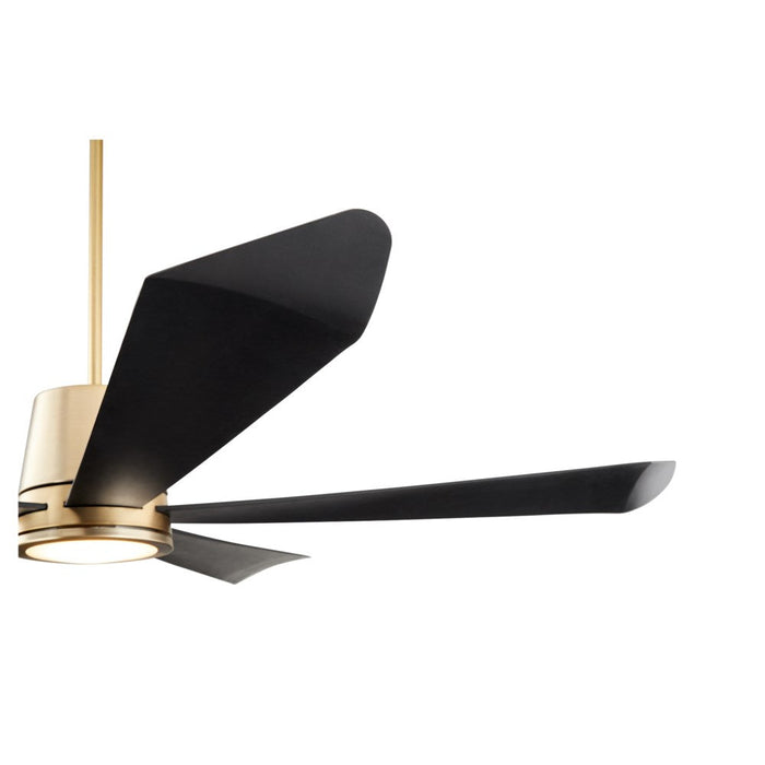 72 inch Rova Ceiling Fan by Quorum - Aged Brass with Light Close-Up
