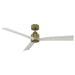 52 inch Clean Ceiling Fan in Soft Brass with Matte White Blades