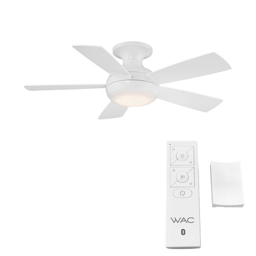 44 inch Odyssey Flush by WAC Smart Fans - Matte White (Shown with Bluetooth Remote)