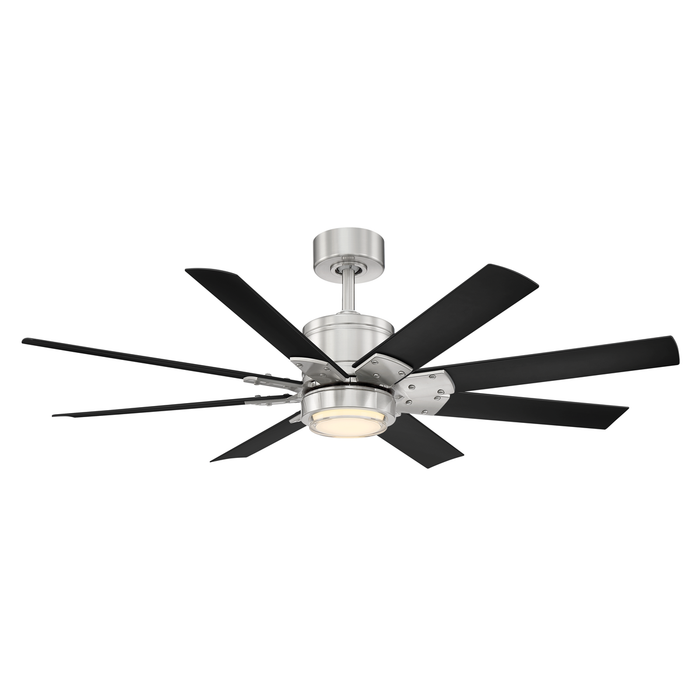 52 inch Renegade Ceiling Fan - Brushed Nickel and Matte Black (light on)