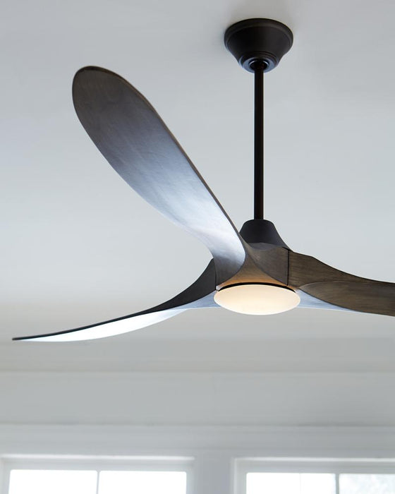 70 Maverick LED by Monte Carlo - Matte Black with Dark Walnut Blades Hanging from Ceiling