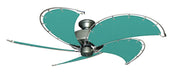 52 inch Nautical Dixie Belle Brushed Nickel Ceiling Fan - Sunbrella Aquamarine Canvas Blades