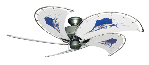 52 inch Nautical Dixie Belle Brushed Nickel Ceiling Fan - Sailfish - Game Fish of the Florida Keys Custom Canvas Blades