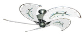 52 inch Nautical Dixie Belle Brushed Nickel Ceiling Fan - Tarpon - Game Fish of the Florida Keys Custom Canvas Blades