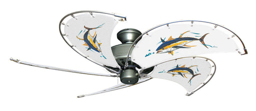52 inch Nautical Dixie Belle Brushed Nickel Ceiling Fan - Tuna - Game Fish of the Florida Keys Custom Canvas Blades