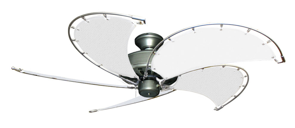 52 inch Nautical Dixie Belle Brushed Nickel Ceiling Fan - Classic White Canvas Blades