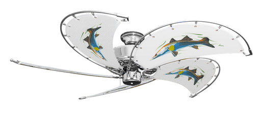 52 inch Nautical Dixie Belle Chrome Ceiling Fan - Snook - Game Fish of the Florida Keys Custom Canvas Blades
