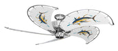 52 inch Nautical Dixie Belle Chrome Ceiling Fan - Tuna - Game Fish of the Florida Keys Custom Canvas Blades
