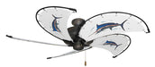 52 inch Nautical Dixie Belle Oil Rubbed Bronze Ceiling Fan - Marlin - Game Fish of thfe Florida Keys Custom Canvas Bladest