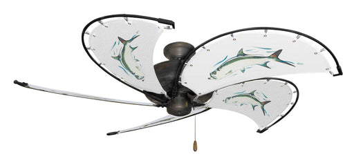 52 inch Nautical Dixie Belle Oil Rubbed Bronze Ceiling Fan - Tarpon - Game Fish of the Florida Keys Custom Canvas Blades