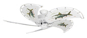 52 inch Nautical Dixie Belle Pure White Ceiling Fan - Bonefish - Game Fish of the Florida Keys Custom Canvas Blades