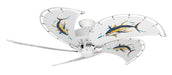 52 inch Nautical Dixie Belle Pure White Ceiling Fan - Tuna - Game Fish of the Florida Keys Custom Canvas Blades