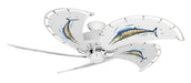 52 inch Nautical Dixie Belle Pure White Ceiling Fan - Wahoo - Game Fish of the Florida Keys Custom Canvas Blades