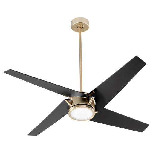 Axis 54 inch Ceiling Fan with LED Light by Quorum - Aged Brass
