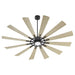 CIRQUE 72 inch 12-Blade Ceiling Fan by Quorum - Matte Black with Weathered Gray Blades