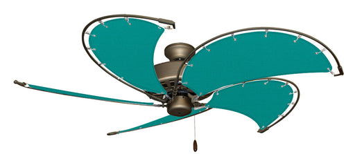52 inch Nautical Dixie Belle Antique Bronze Ceiling Fan - Sunbrella Persian Green Canvas Blades