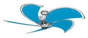 52 inch Nautical Dixie Belle Chrome Ceiling Fan - Sunbrella Pacific Blue Canvas Blades