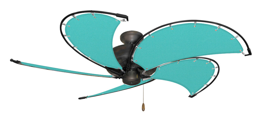 52 inch Nautical Dixie Belle Oil Rubbed BronzeCeiling Fan - Sunbrella Aruba Canvas Blades