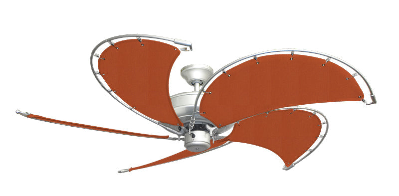 52 inch Raindance Nautical Ceiling Fan Brushed Nickel - Sunbrella Rust Custom Canvas Blades