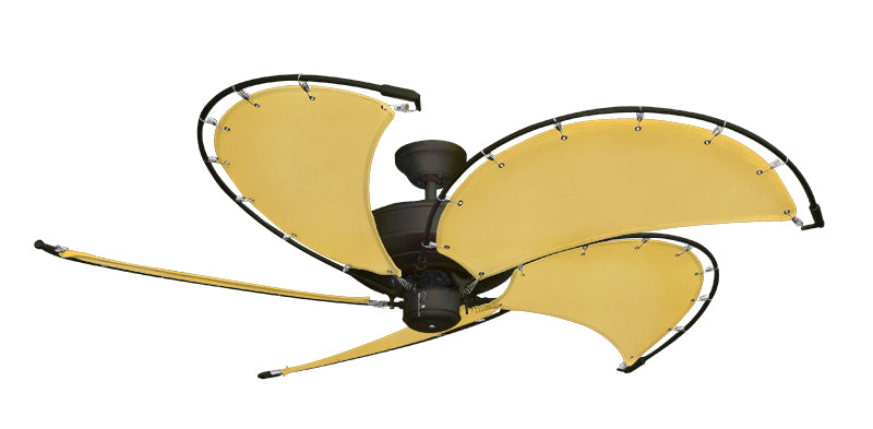 52 inch Raindance Nautical Ceiling Fan in Oil Rubbed Bronze - Sunbrella Buttercup Canvas Blades