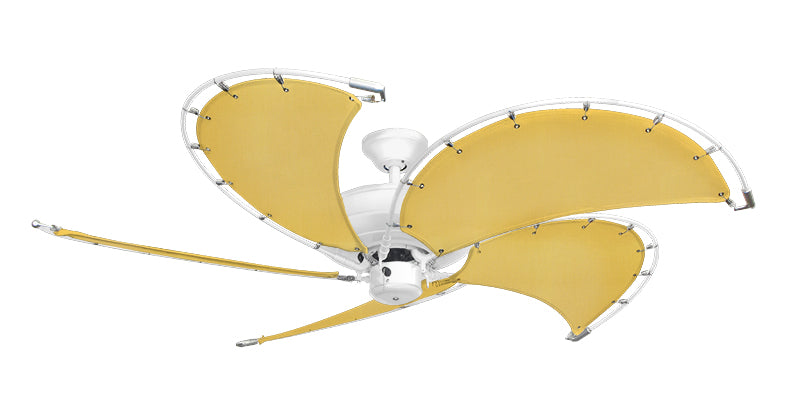 52 inch Raindance Nautical Ceiling Fan in Pure White - Sunbrella Buttercup Canvas Blades