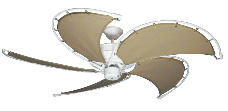 52 inch Raindance Nautical Ceiling Fan in Pure White - Classic Khaki Canvas Blades