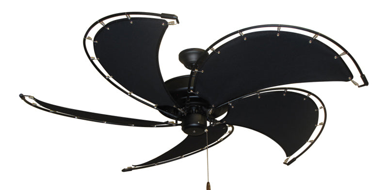 52 inch Raindance Nautical Ceiling Fan in Matte Black - Classic Black Canvas Blade