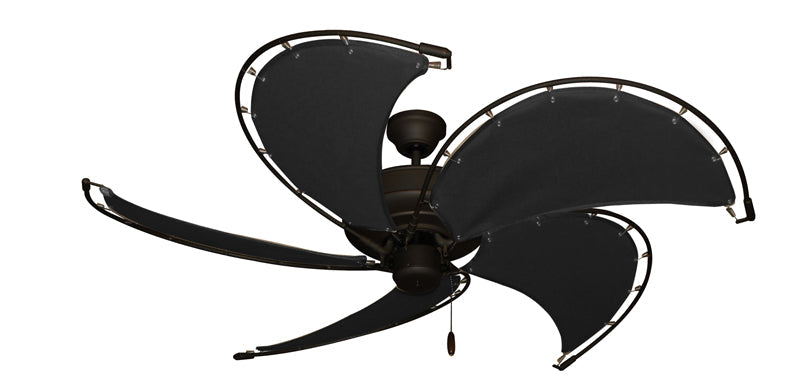 52 inch Raindance Nautical Ceiling Fan in Oil Rubbed Bronze - Classic Black Canvas Blade