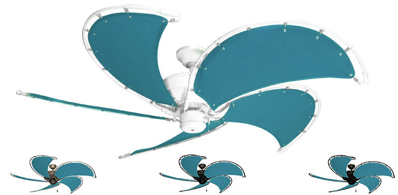 52 inch Raindance Nautical Ceiling Fan - Sunbrella Turquoise Canvas Blades