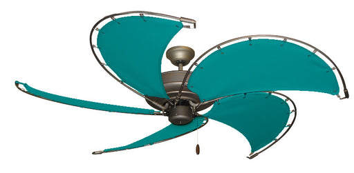52 inch Raindance Nautical Ceiling Fan in Antique Bronze - Sunbrella Aquamarine Canvas Blades