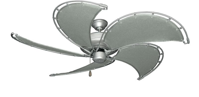52 inch Raindance Brushed Nickel Nautical Ceiling Fan - Classic Gray Canvas Blades