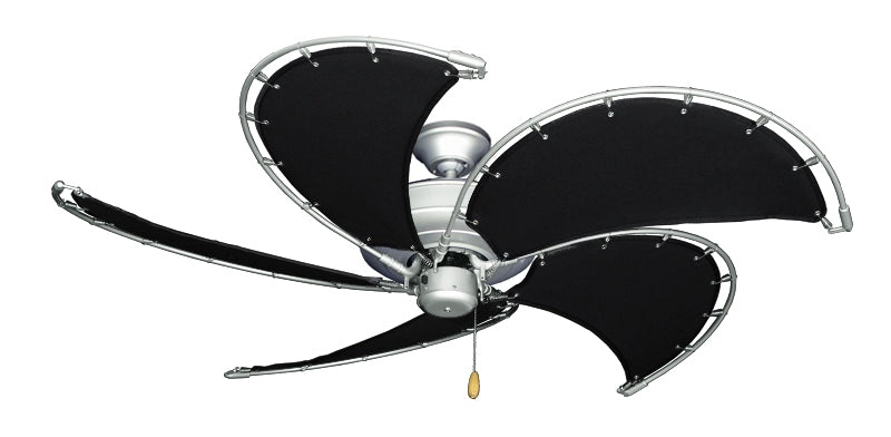 52 inch Raindance Nautical Ceiling Fan in Brushed Nickel - Classic Black Canvas Blade