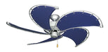 52 inch Raindance Nautical Ceiling Fan in Brushed Nickel - Classic Blue Canvas Blades