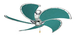 52 inch Raindance Nautical Ceiling Fan Brushed Nickel- Sunbrella Persian Green Canvas Blades