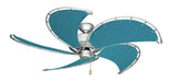 52 inch Raindance Nautical Ceiling Fan in Brushed Nickel- Sunbrella Turquoise Canvas Blades