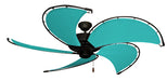 52 inch Raindance Nautical Ceiling Fan in Matte Black - Sunbrella Aruba Custom Canvas Blades