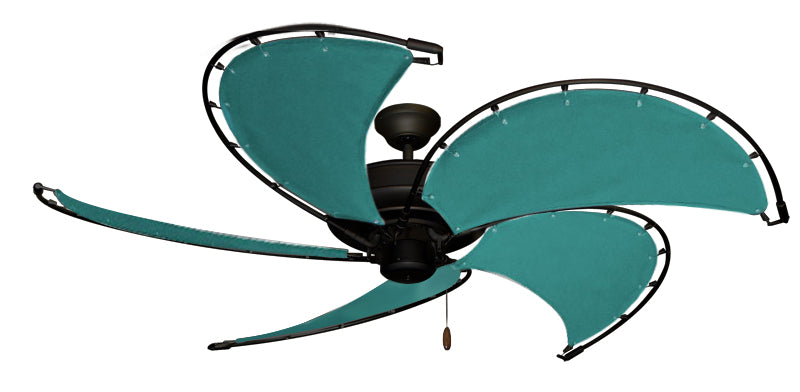 52 inch Raindance Nautical Ceiling Fan Matte Black - Sunbrella Persian Green Canvas Blades