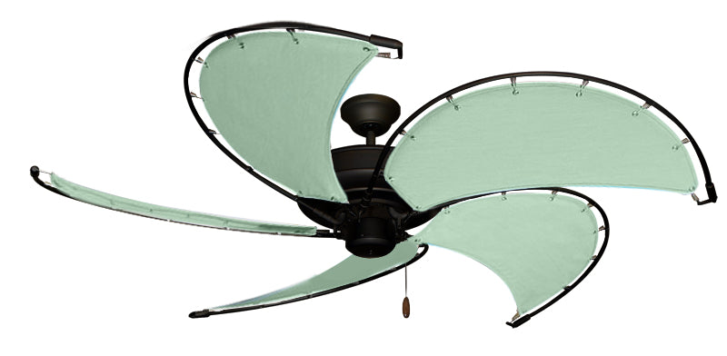 52 inch Raindance Nautical Ceiling Fan in Matte Black - Sunbrella Sea Canvas Blade