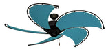52 inch Raindance Nautical Ceiling Fan in Matte Black - Sunbrella Turquoise Canvas Blades