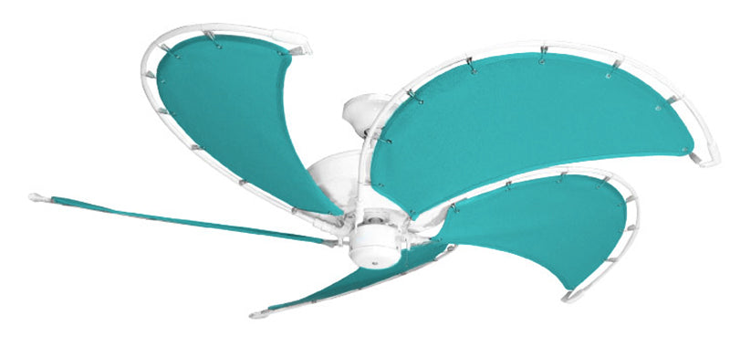 52 inch Raindance Nautical Ceiling Fan Pure White - Sunbrella Aruba Custom Canvas Blades