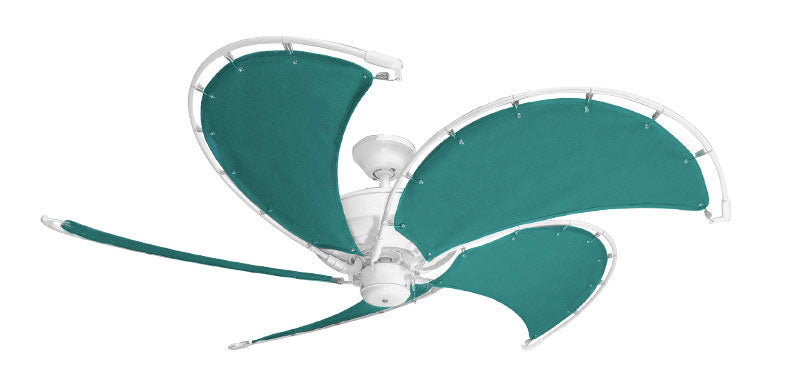 52 inch Raindance Nautical Ceiling Fan in Pure White - Sunbrella Persian Green Canvas Blades
