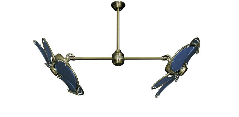 30 inch Twin Star III by Gulf Coast Fans -  Antique Brass with Nautical Blue Blades