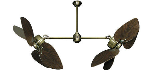 50 inch Twin Star III Double Ceiling Fan - Bombay Oil Rubbed Bronze Blades, Antique Brass Motor Finish