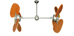 46 inch Twin Star III Double Ceiling Fan - Woven Bamboo Cherry Blades, Brushed Nickel Motor Finish